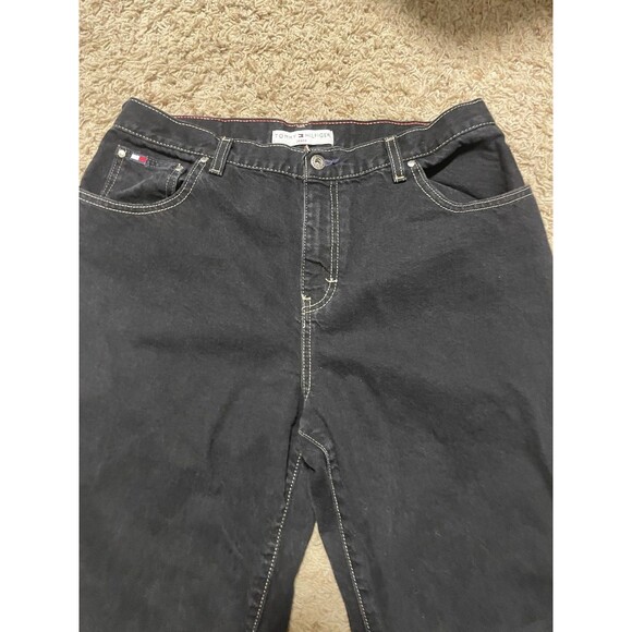 TOMMY HILFIGER Vintage 90s Straight Leg Black Denim Jeans Womens 14 L\33 - Picture 2 of 11
